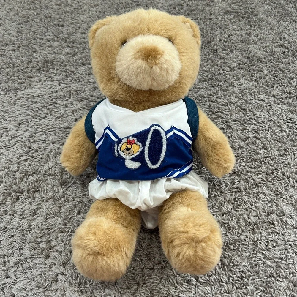 Vintage Build a Bear Teddy Bear Cheerleader Outfit Denim Backpack‎
